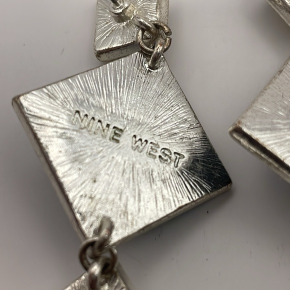 Nine West Blue/Green and Pale Yellow Silver Toned Dangle Earrings (F4) - Picture 5 of 7